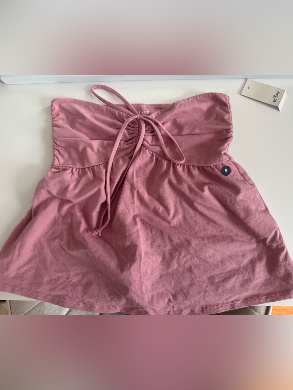 Hollister Pink Strapless Tie-Front Tank Top